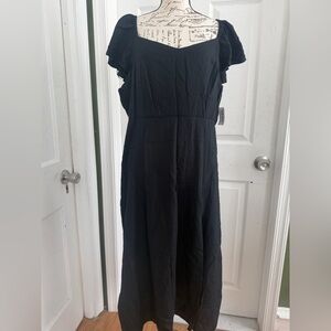 Old Navy Black Midi Dress with Ruffle Sleeves